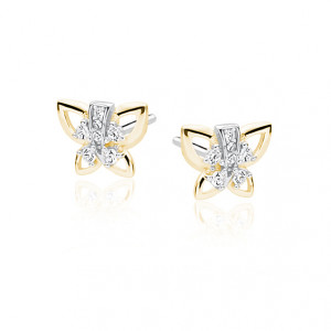 Cercei argint placati cu aur galben fluturasi cu pietre DiAmanti Z1552E_G-DIA (Argint 925‰ 1,2 g.)